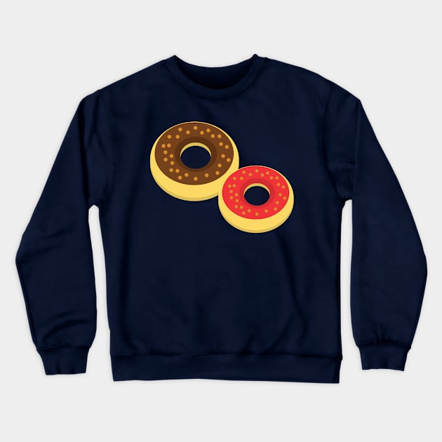 Chocolate and Strawberry Donut Pair Crewneck Sweatshirt by InkyArt